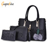 Guapabien 3pcs Women Handbag PU Leather Shoulder Bag
