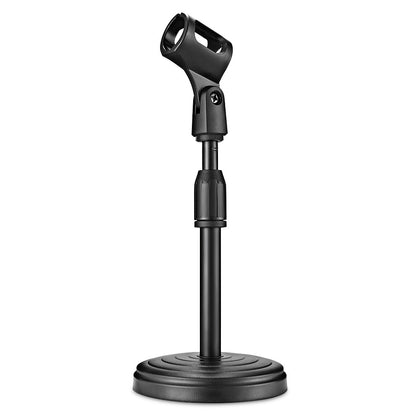 Black Microphone Stand with Compact Round Base