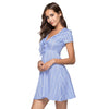 Trendy Plunge Neck Short Sleeve Stripe Bowknot Women Dress