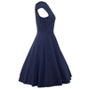 Hepburn Vintage Series  Dress Spring And Summer Round Neck Pure Color Design Elastic Sleeve Corset Women Retro Dress