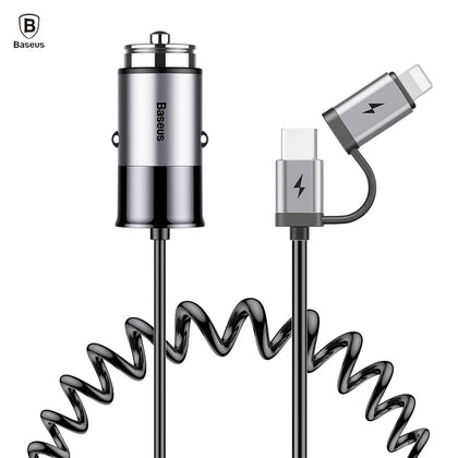 Baseus Enjoy Together 2-in-1 Car Charger 4.8A for Type-C / 8 Pin Devices