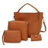 4pcs Women PU Leather Handbag Shoulder Crossbody Bag Wristlet Card Holder