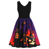 Halloween Vintage Pumpkin Print Swing Dress