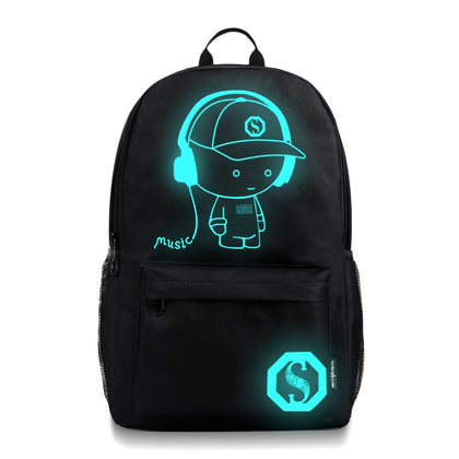 Anime Cartoon Luminous Backpack with USB Charging Port and Lock &Pencil Case