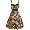 Open Back Cami Straps Halloween Pumpkin Dress