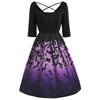 Halloween Bats Print Midi Vintage Dress