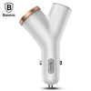 Baseus Y-shape Dual USB Car Charger with Cigarette Extended Port