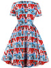 Vintage Christmas Printed Fit and Flare Dress