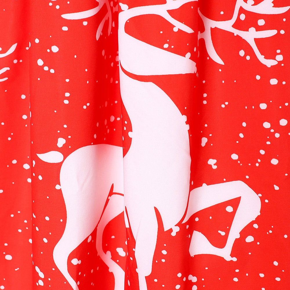 Christmas Reindeer Print Long Sleeve Swing Dress