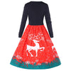 Christmas Reindeer Print Long Sleeve Swing Dress