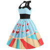 Christmas Printed Halter Neck Vintage Dress