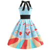 Christmas Printed Halter Neck Vintage Dress