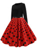 Vintage Long Sleeve Polka Dot Pin Up Dress