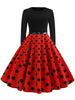 Vintage Long Sleeve Polka Dot Pin Up Dress