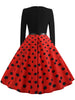 Vintage Long Sleeve Polka Dot Pin Up Dress