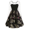 Deer Pattern Christmas Mesh Panel Dress