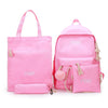 4PCS Girls Casual Bag Letter Embroidered Lightweight Women Backpack