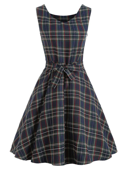 Vintage Tartan Mid Swing Dress