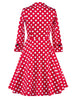 Polka Dot Print Long Sleeve A Line Dress
