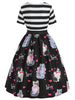 Cat Print A Line Vintage Dress