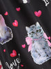 Cat Print A Line Vintage Dress