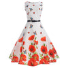 Retro Floral Print Belted Pin Up Dress