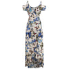 Butterfly Print Cold Shoulder Ruffle Dress