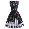 Round Collar Sleeveless Print A-line Women Dress