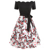 Vintage Scalloped Butterfly Print Dress