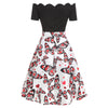 Vintage Scalloped Butterfly Print Dress