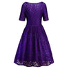 Short Sleeve High Waist Lace Dress