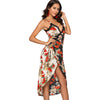 Eyelash Lace Panel Floral Print Wrap Dress