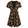 Floral Ruffled Mini A Line Dress