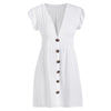 Plunging Neckline Buttons Mini Dress