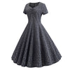 Sweetheart Neck Short Sleeve Floral Print A-line Women Vintage Dress