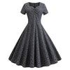 Sweetheart Neck Short Sleeve Floral Print A-line Women Vintage Dress