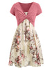 Spaghetti Strap Dress Two-piece Floral Print