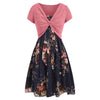 Spaghetti Strap Dress Two-piece Floral Print