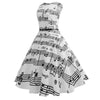 Musical Notes Sleeveless Vintage Belted Dress