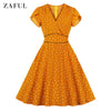 Heart Polka Dot Short Sleeve Dress Print Dress