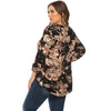 Plus Size Floral Print Blouse V Neck 3/4 Length Sleeve for Women