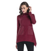 Cowl Neck Women Blouse Big Pocket Asymmetric Hem Long Sleeve T-shirt