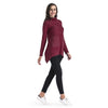 Cowl Neck Women Blouse Big Pocket Asymmetric Hem Long Sleeve T-shirt