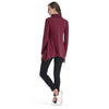 Cowl Neck Women Blouse Big Pocket Asymmetric Hem Long Sleeve T-shirt