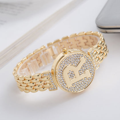 REALY A0158 Women's Quartz Watch R Letter Personality Design Nostalgic Clamshell