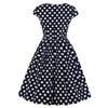 Vintage Polka Dot Dress Round Collar Cap Sleeve Big Hem for Summer