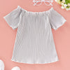 AD0014 Girls Top Off The Shoulder Short Sleeve Pleated Fold