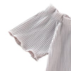 AD0014 Girls Top Off The Shoulder Short Sleeve Pleated Fold