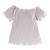 AD0014 Girls Top Off The Shoulder Short Sleeve Pleated Fold