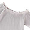 AD0014 Girls Top Off The Shoulder Short Sleeve Pleated Fold